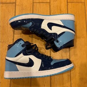 Nike Air Jordan 1 High Blue and White Sneakers